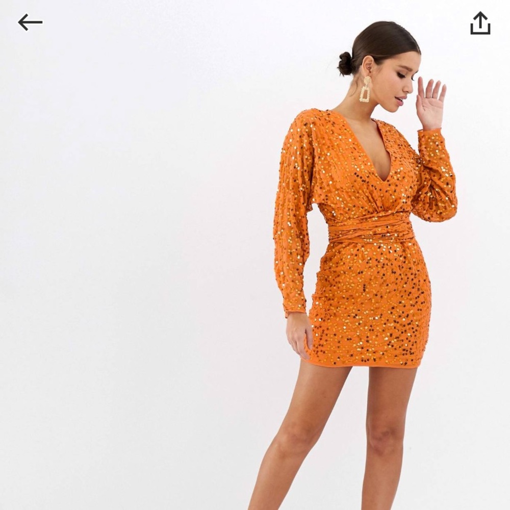 ASOS mini dress w/ bat wing sleeve and wrap waist